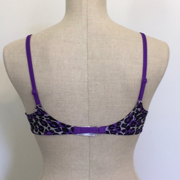 Victoria’s Secret Purple & Black Leopard Print Demi Bra Size 34B - Picture 6 of 11